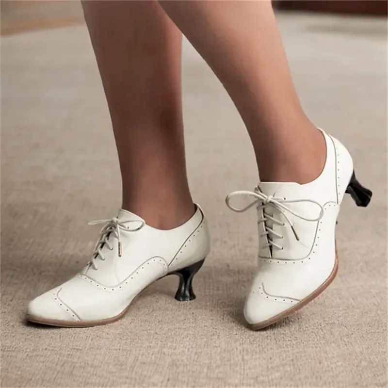 cxojwv1697446272109.webp Women's Pumps Sandals Oxfords Brogue Plus Size Vintage Shoes Party Daily Cut-out Kitten Heel Elegant Vintage Fashion Faux Leather Dark Red Black White - Image 1